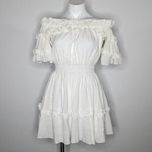 Anthro Steele white ruffle off the shoulder dress XS